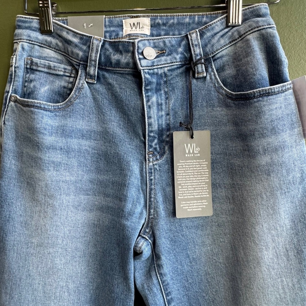 NWT Wash Lab Poppy Relaxed Straight Leg Denim‎ Jeans Size 27 Medium/Light Wash - Picture 3 of 11